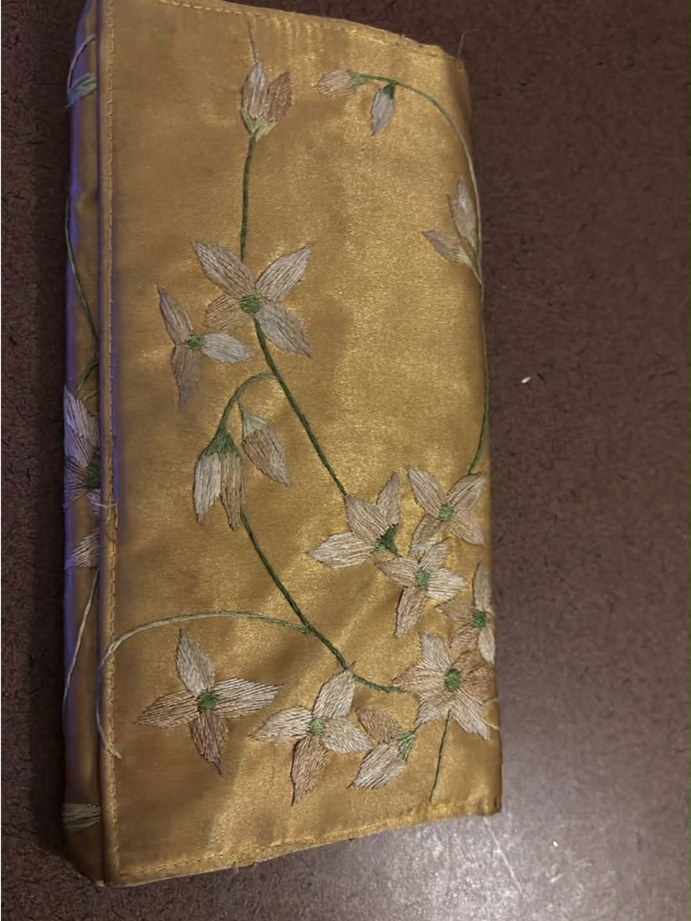 Gold Floral Embroidered Clutch